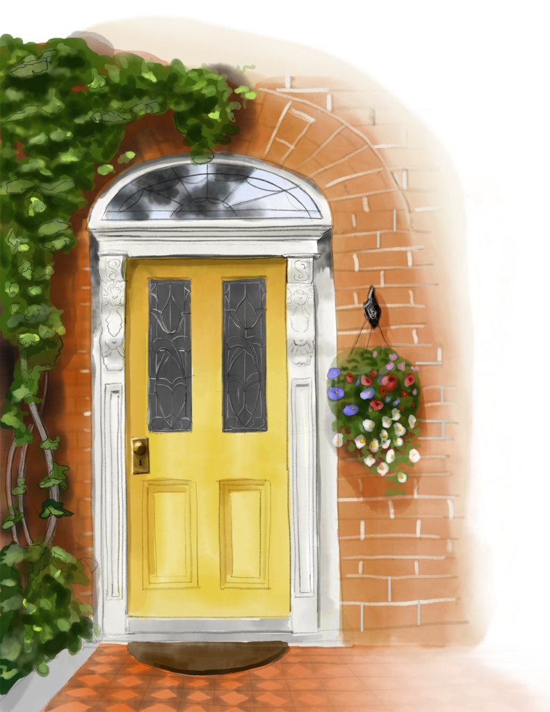 Painting of yellow door