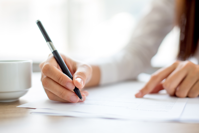 woman doing paperwork